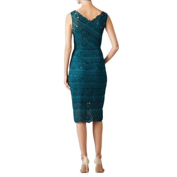 SAYLOR Nordstrom Lace Sheath Dress Blue Green Turquoise Teal Vneck Sleeveless XS - Picture 3 of 9